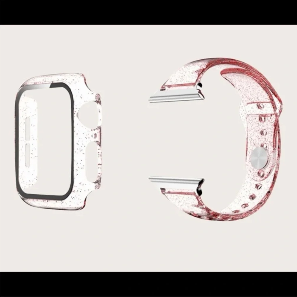 Red Sparkle 40mm Apple Watch Band And Hard Shell Tempered Glass Screen Protector